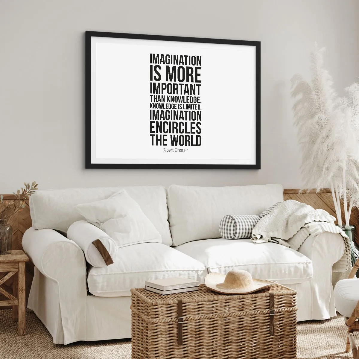 Poster in een zwarte lijst - Einstein over de kracht van verbeelding - 91x61 cm