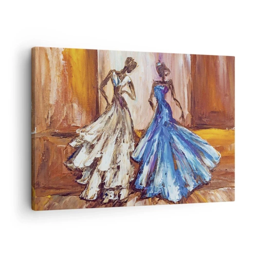 Schilderen op canvas - Personages in avondjurken in een artistieke stijl - 70x50cm - Een dankbaar duo - Moderne wanddecoratie voor woonkamer en slaapkamer ARTTOR