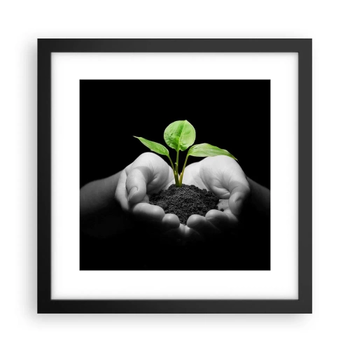 Poster in een zwarte lijst - Ik hou van de natuur, ik bescherm haar - 30x30 cm