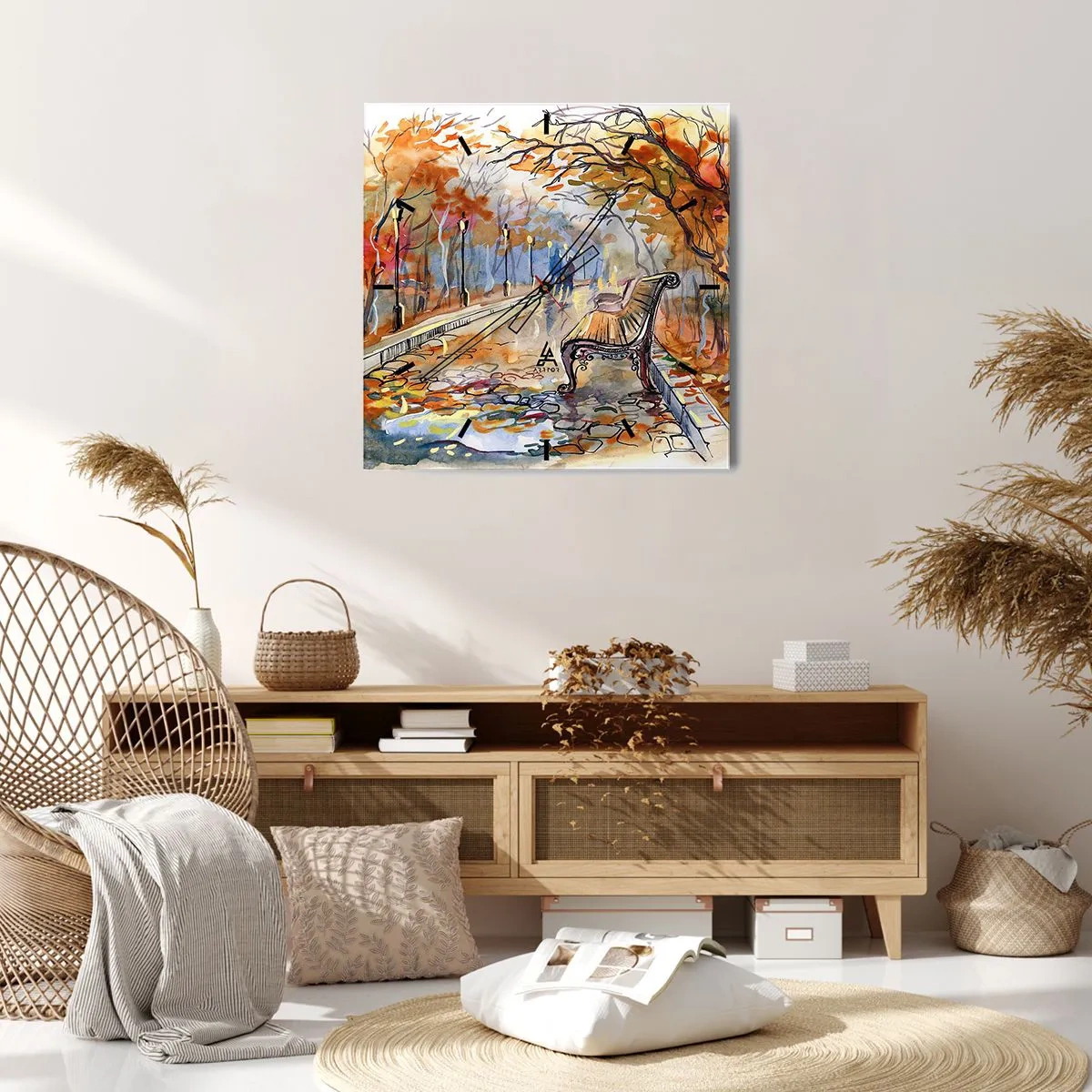 Wandklok - Klok - Samen wandelen in de herfst - 30x30 cm