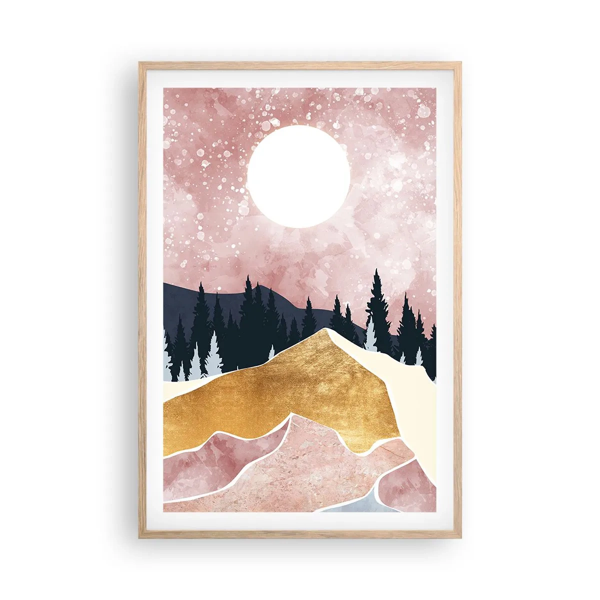 Een poster in een licht eiken lijst - Nachtwacht - 61x91 cm