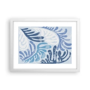 Poster in een witte lijst - Blauwe varens - 40x30 cm