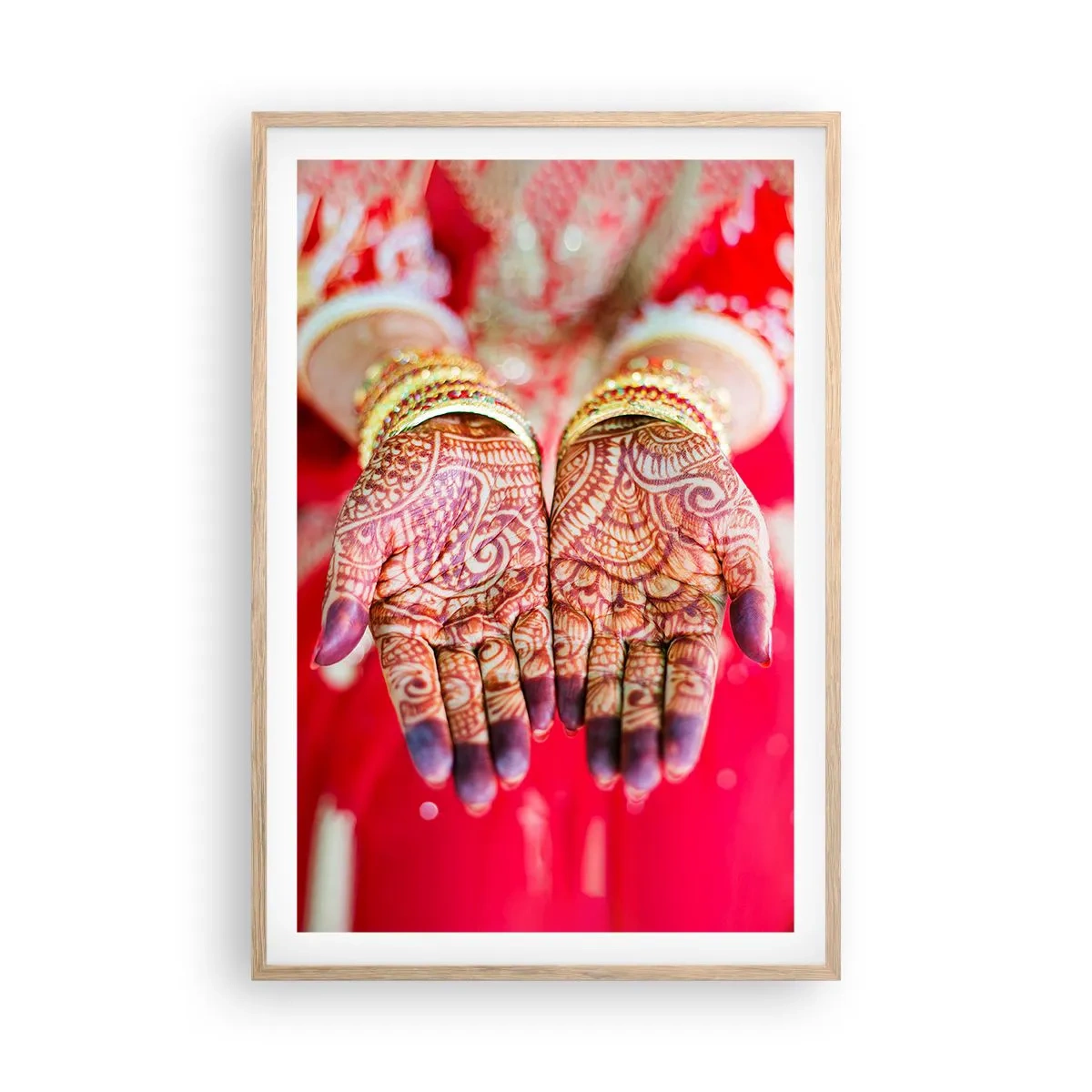 Een poster in een licht eiken lijst - Klaar om je geluk te vangen? - 61x91 cm