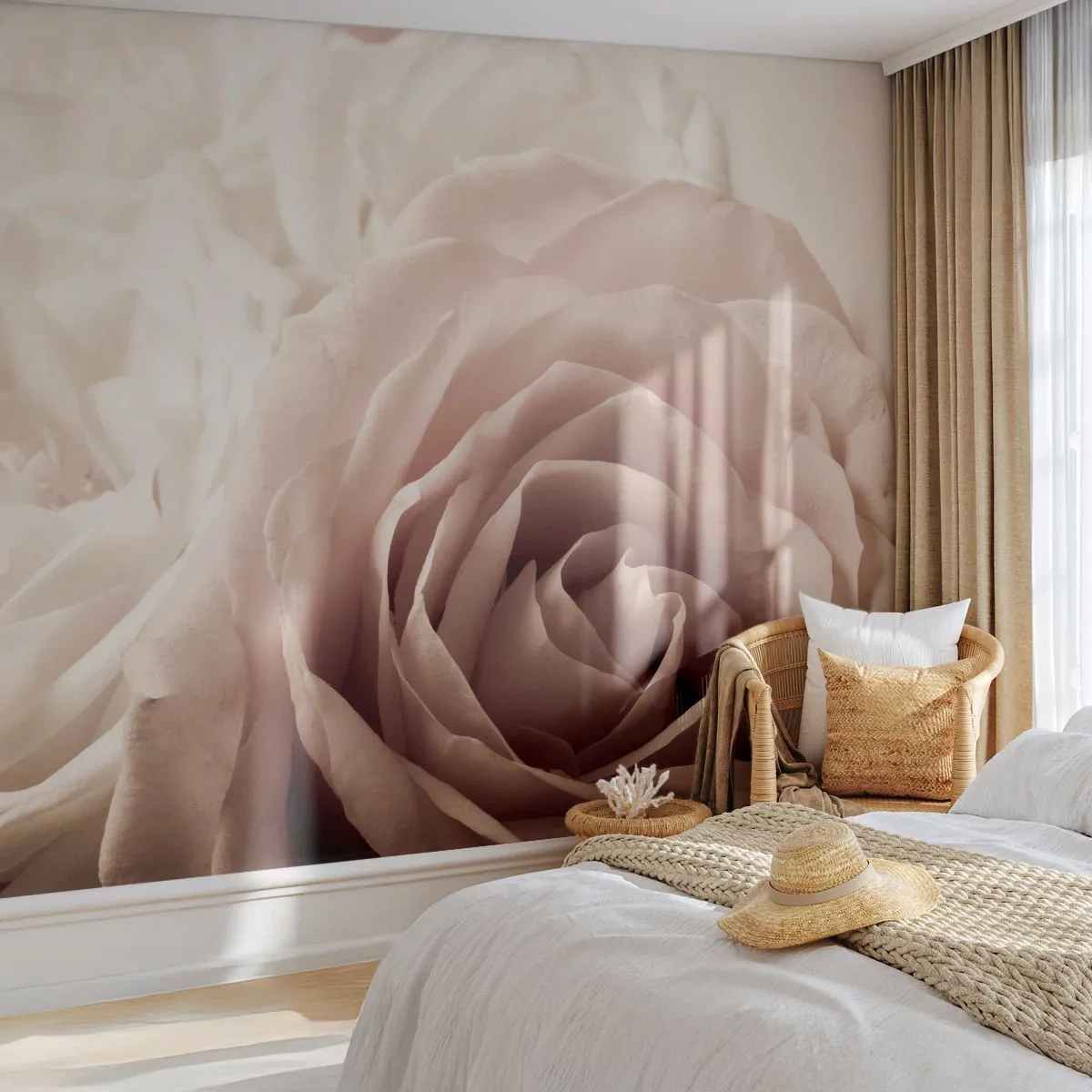 Fotobehang Premium Canvas - In het hart van een roos - Rozen, Bloemen, Romantisch - 250x175 cm