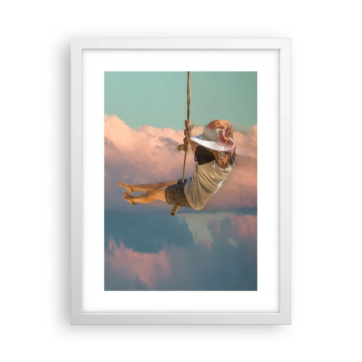 Poster in een witte lijst - Plezier in de wolken - 30x40 cm