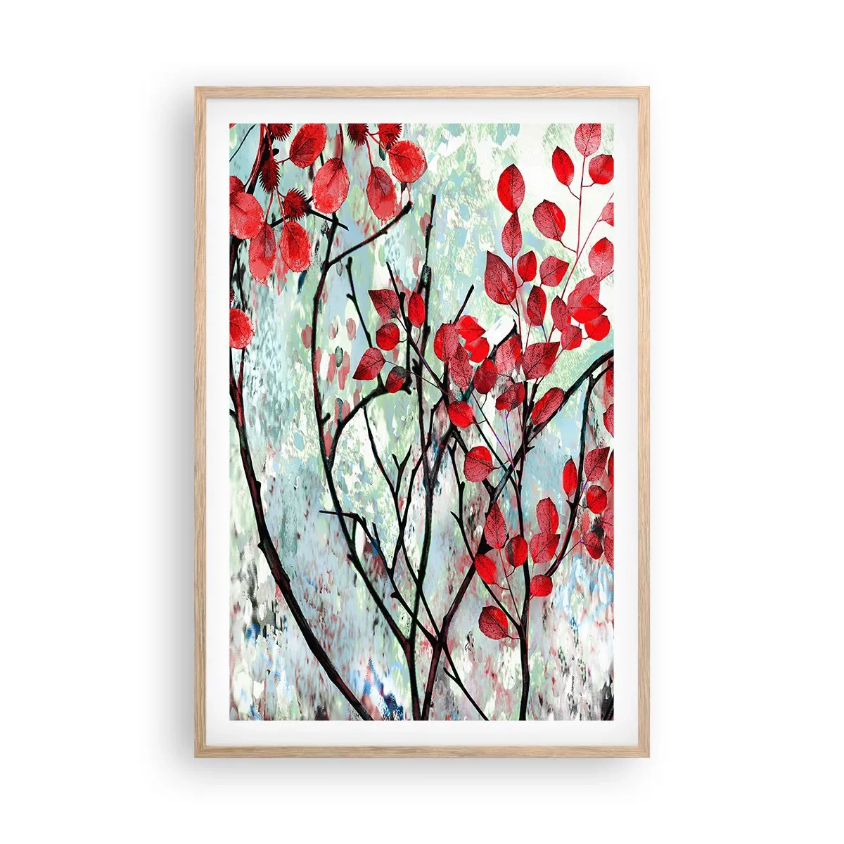 Een poster in een licht eiken lijst - Boom in scharlaken - 61x91 cm
