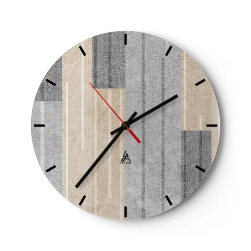 Wandklok - Klok - Geometrische compositie met verticale strepen in grijstinten - 30x30cm - Compositie: houd verticaal - Moderne wanddecoratie voor woonkamer, keuken en slaapkamer ARTTOR