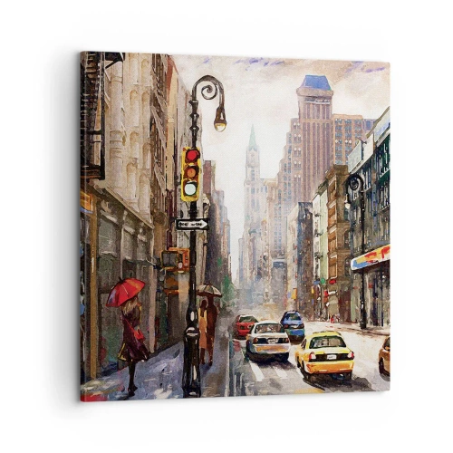 Schilderen op canvas - New York - ook kleurrijk in de regen - 60x60 cm