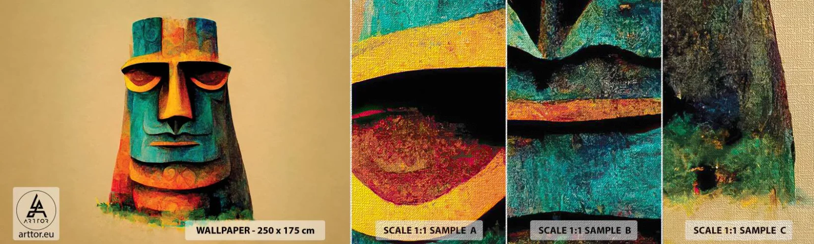 Fotobehang Monster Premium Canvas - Statig, toch lief - Standbeeld, Beeldhouwwerk, Deel - 100x30 cm