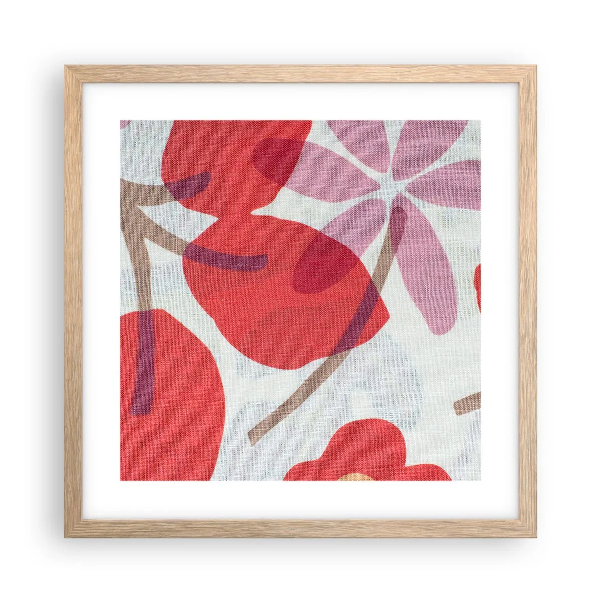 Een poster in een licht eiken lijst - Bloemstuk in roze - 40x40 cm