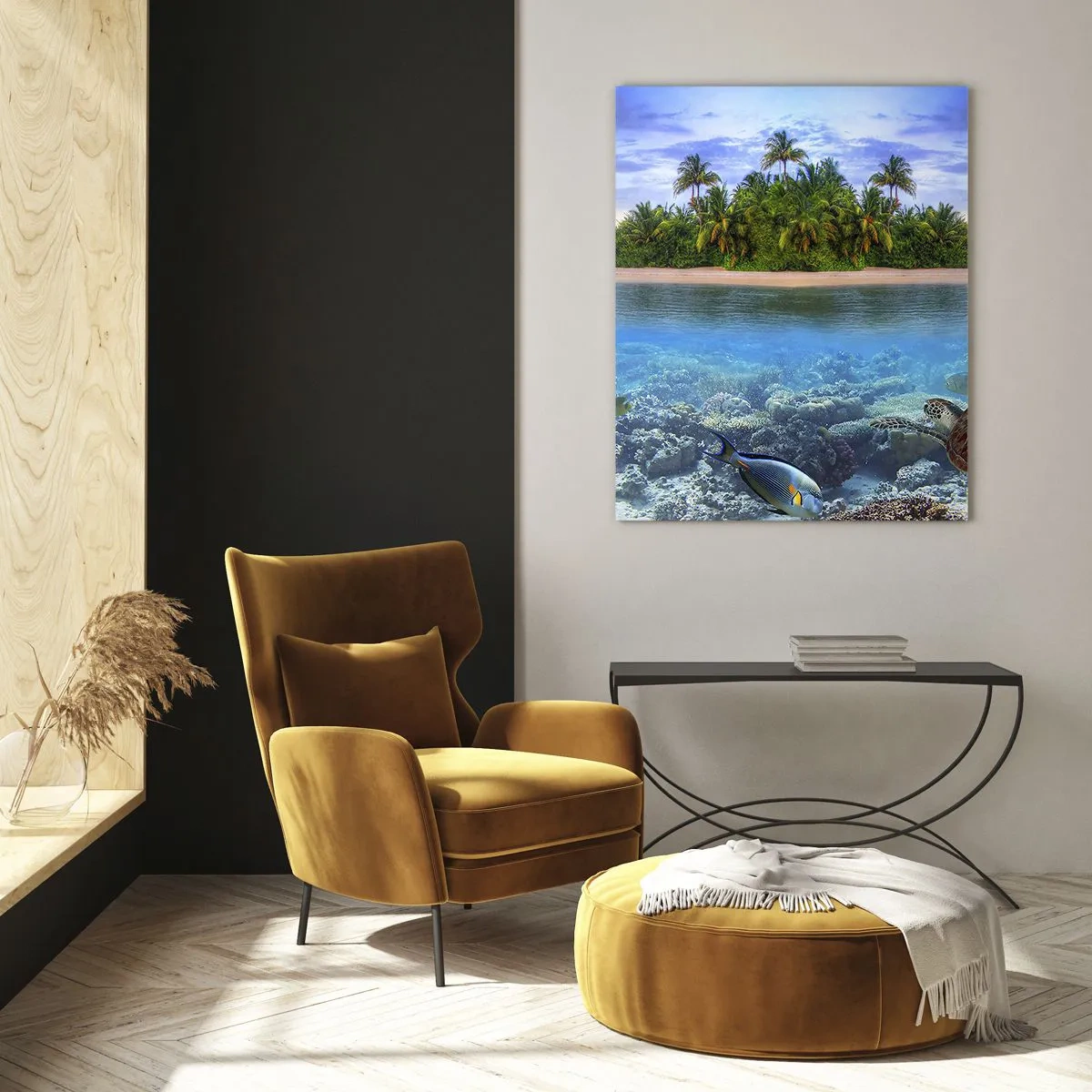 Schilderen op glas - Hemels eiland nodigt je uit - 50x70 cm