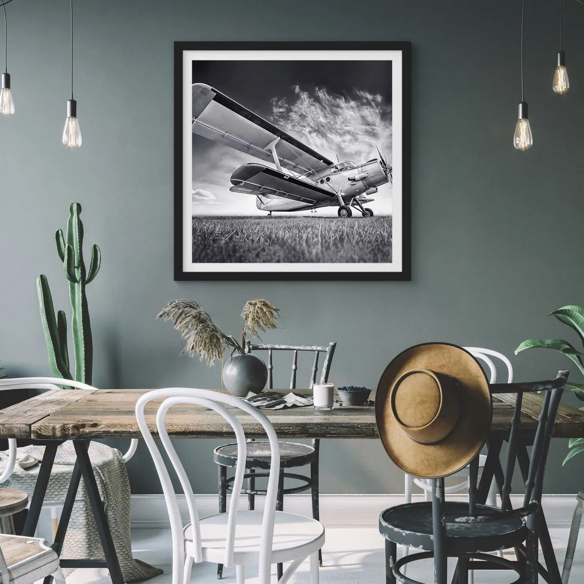 Poster in een zwarte lijst - De gevleugelde zwerver - 40x40 cm