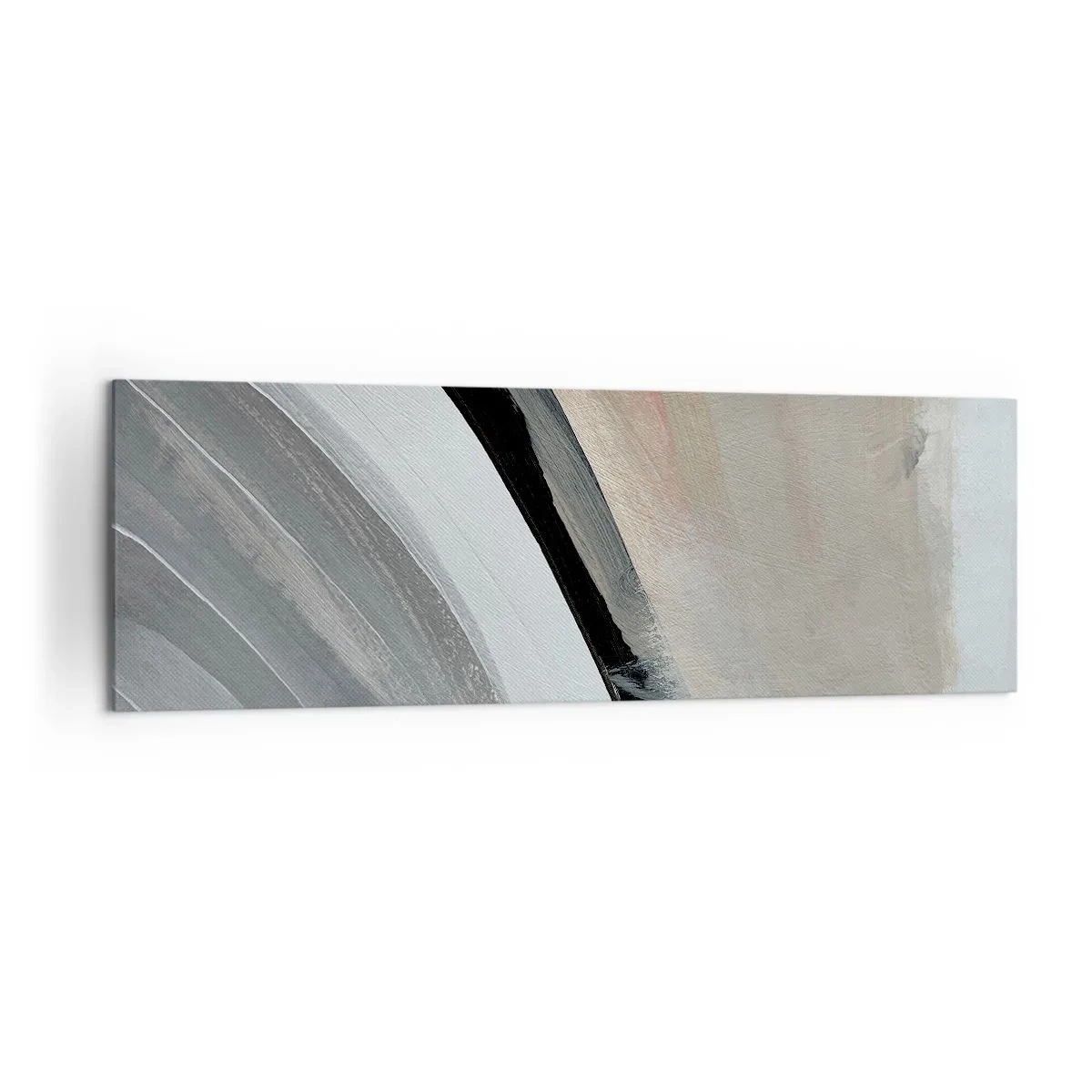 Schilderen op canvas - Compositie: boog van zwart en grijs - 160x50 cm