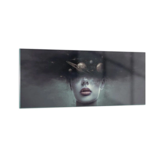 Schilderen op glas - En de planeten worden gek... - 100x40 cm