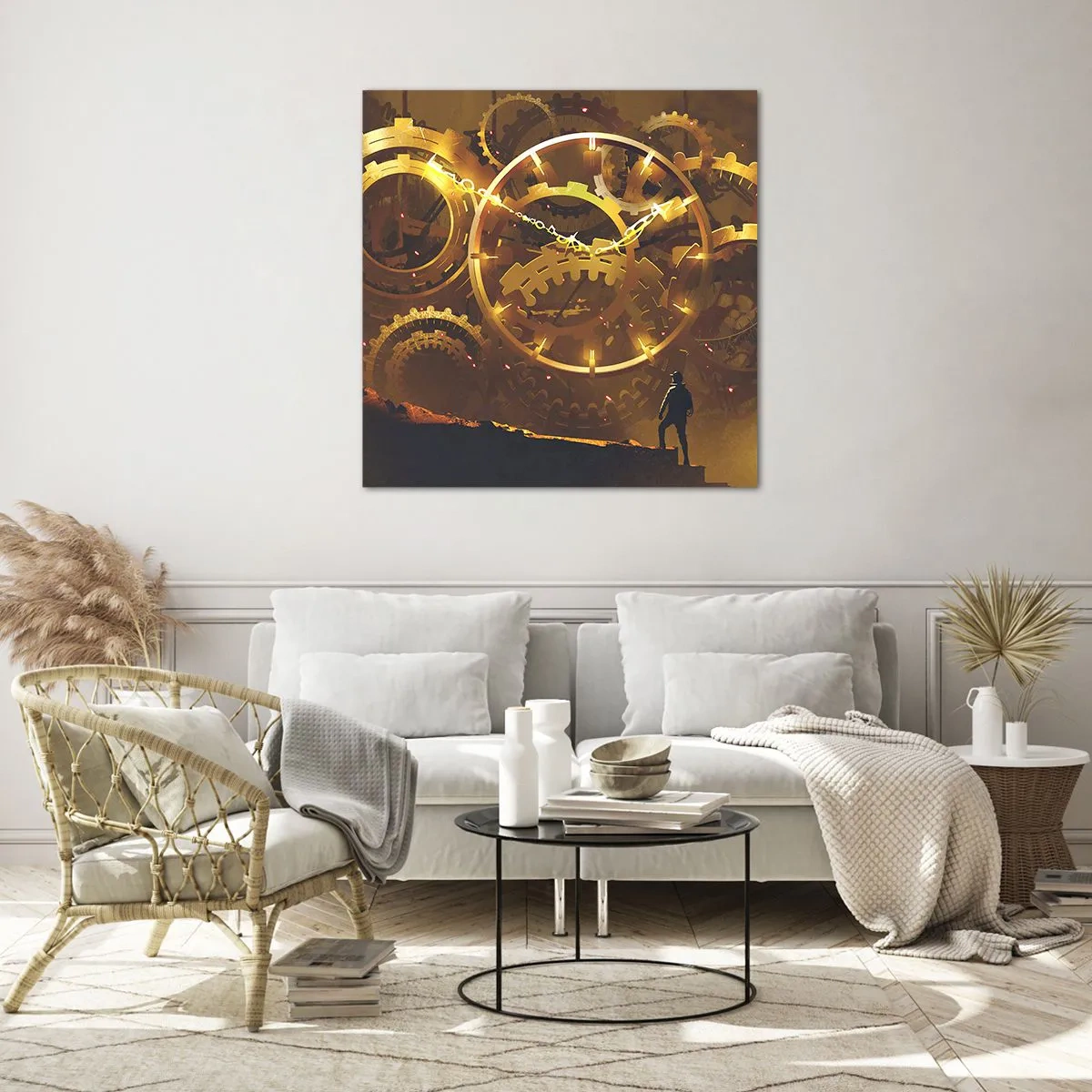 Schilderen op glas - Aan de bron van de tijd - 70x70 cm