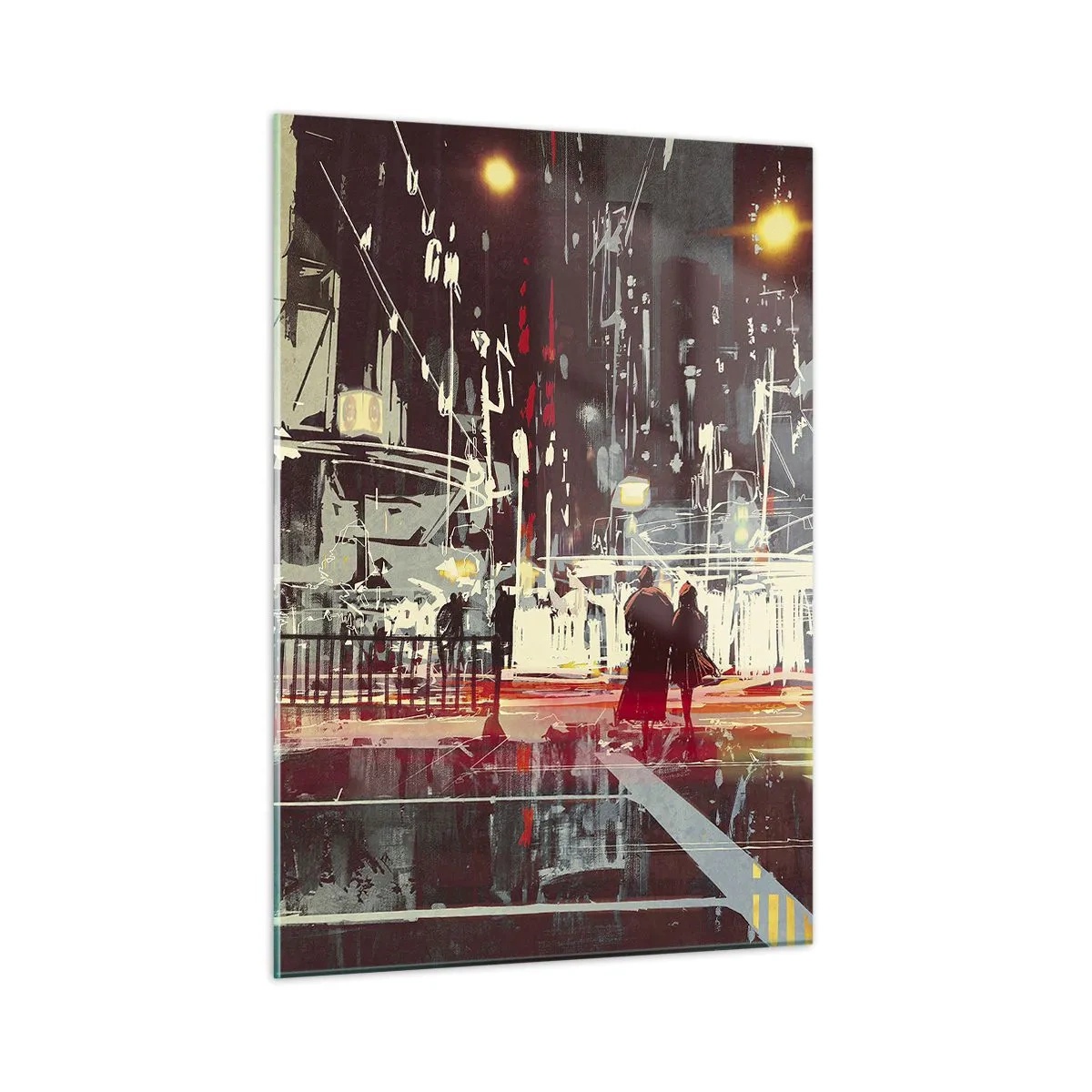 Schilderen op glas - Een grote stadsoversteek - 50x70 cm