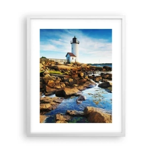 Poster in een witte lijst - Kom blij terug, ik wacht - 40x50 cm