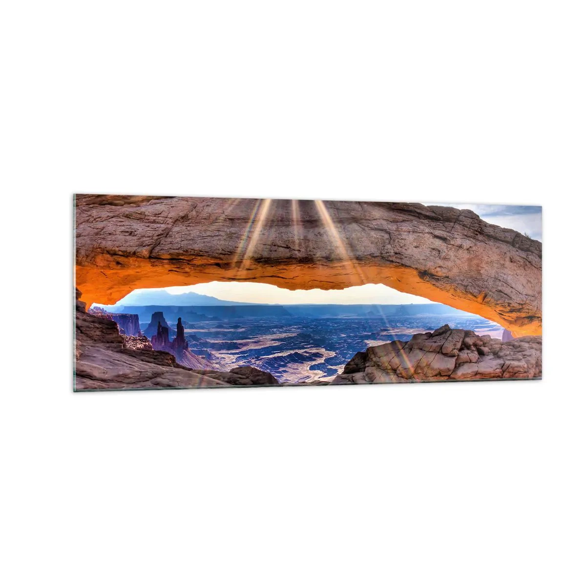 Schilderen op glas - Door de rotspoort - 140x50 cm