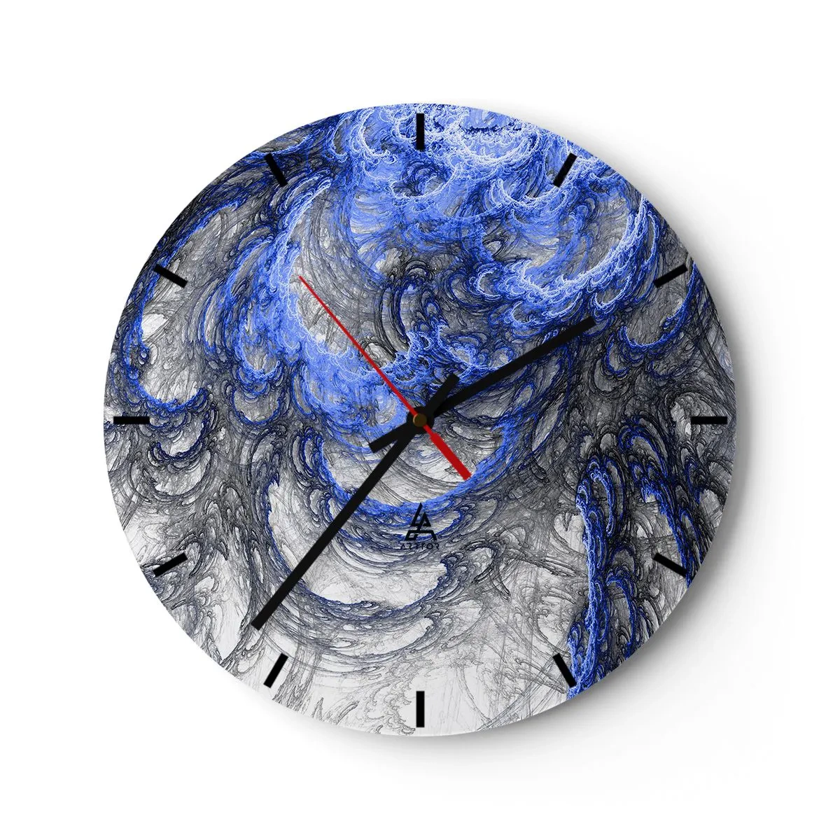Wandklok - Klok - Abstract golfmotief in tinten blauw en grijs - 30x30cm - De geboorte van een golf - Moderne wanddecoratie voor woonkamer, keuken en slaapkamer ARTTOR