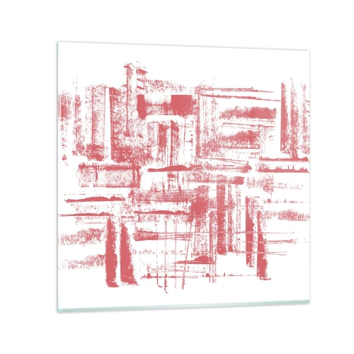 Schilderen op glas - De rode stad - 50x50 cm