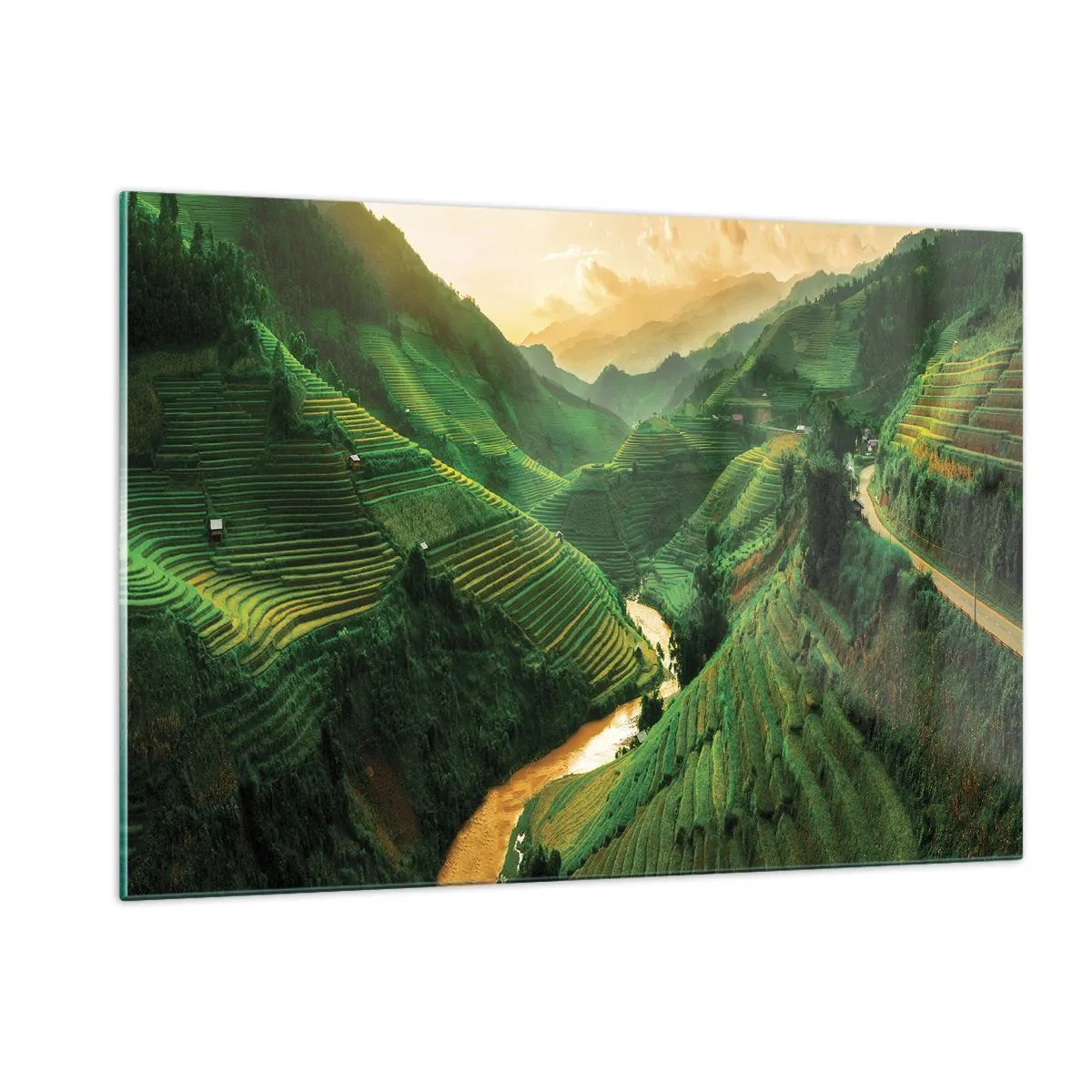 Schilderen op glas - Vietnamese vallei - 120x80 cm