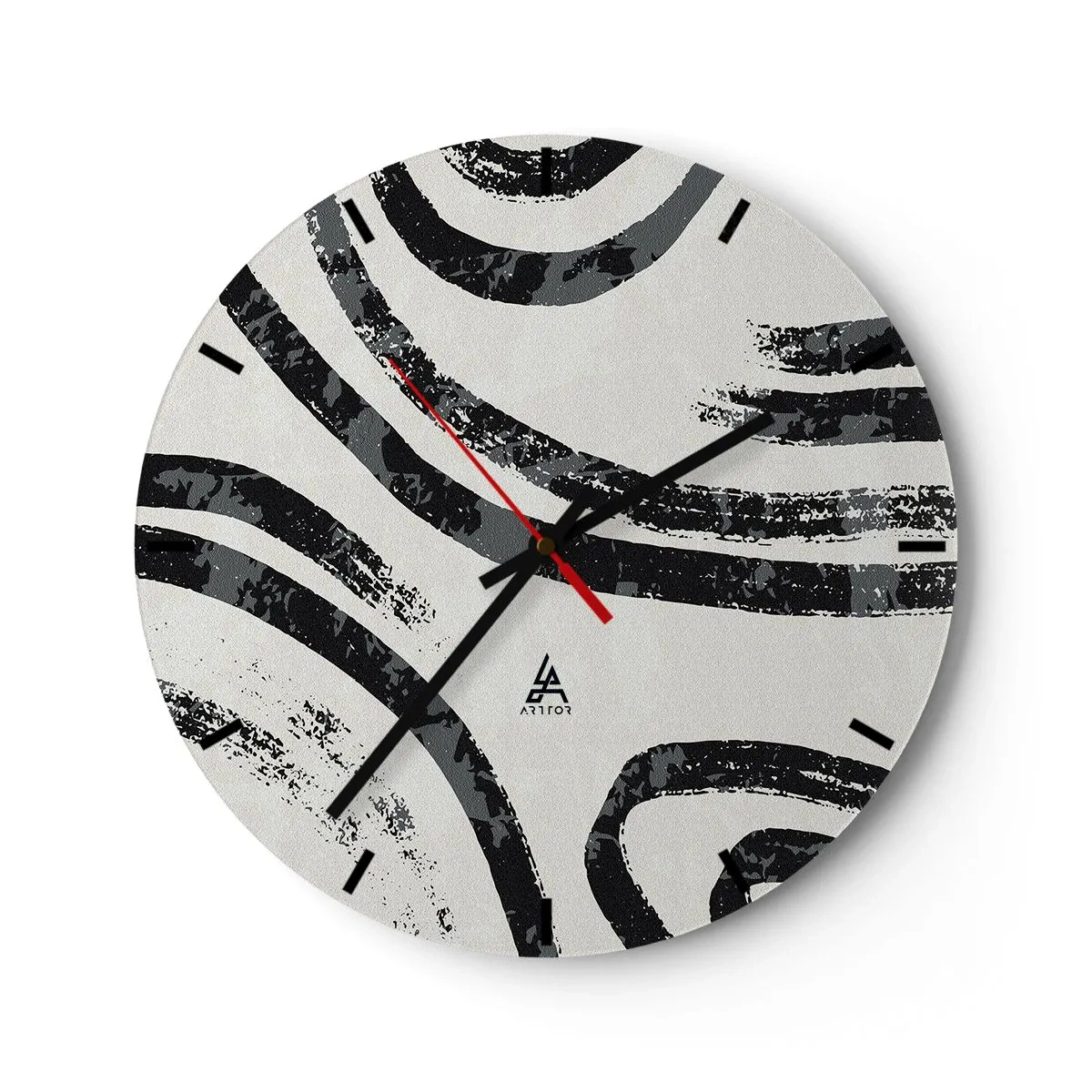 Wandklok - Klok - Zwarte en grijze bogen op een lichte achtergrond in een minimalistische stijl - 30x30cm - Half gestopt - Moderne wanddecoratie voor woonkamer, keuken en slaapkamer ARTTOR