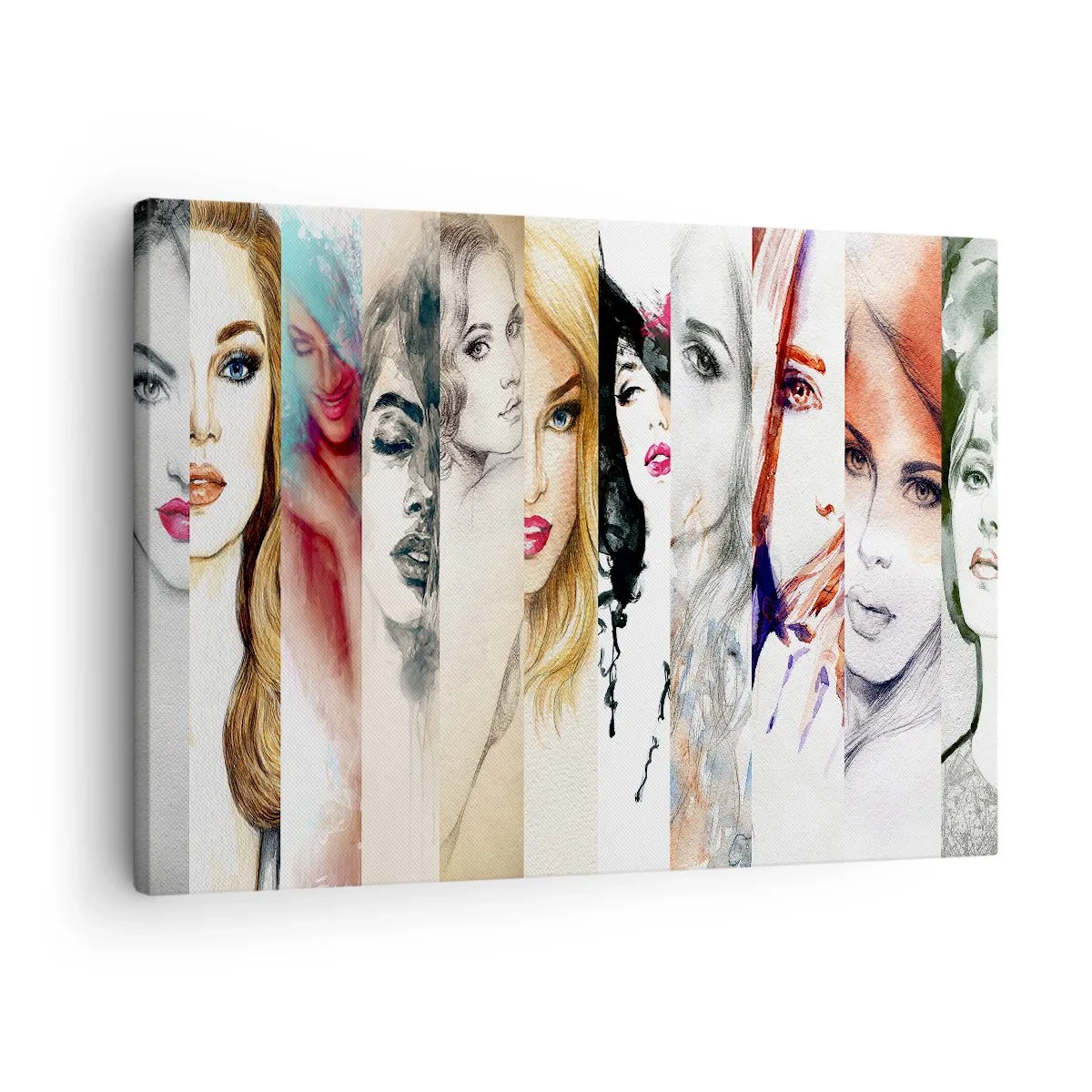 Schilderen op canvas - Een verzameling portretten van vrouwen in verschillende artistieke stijlen. - 70x50cm - En jij bent het altijd - Moderne wanddecoratie voor woonkamer en slaapkamer ARTTOR