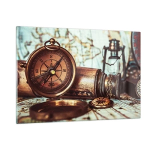 Schilderen op glas - Een piratenavontuur in het Caribisch gebied wacht op je - 120x80 cm