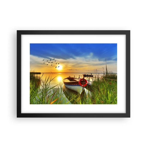 Poster in een zwarte lijst - De aalscholvers vliegen al weg - 40x30 cm