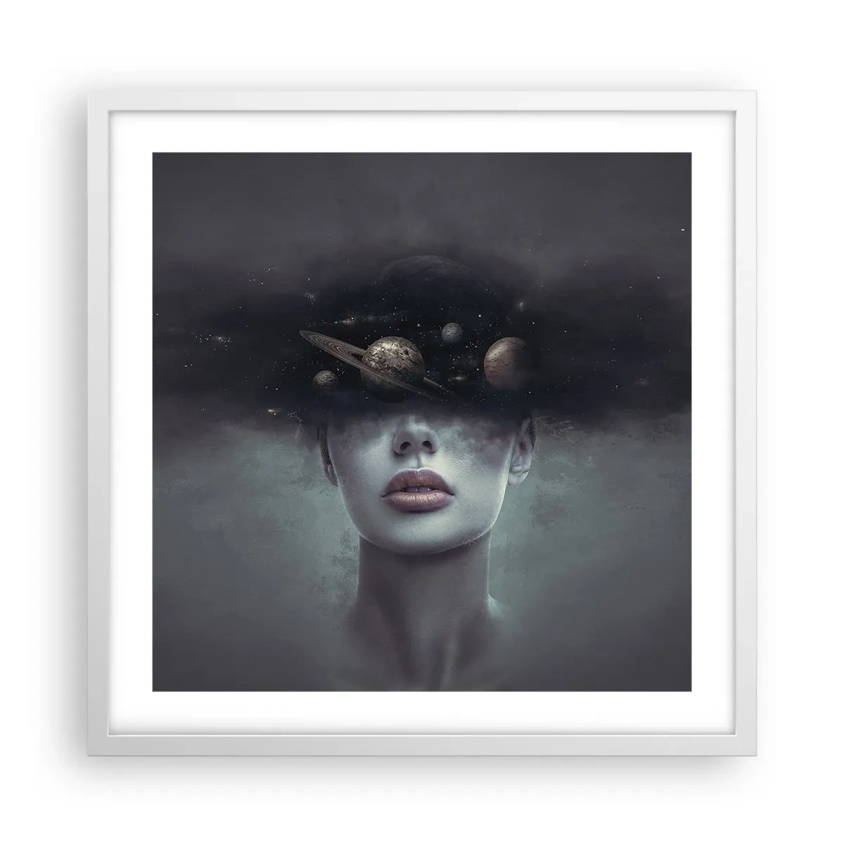 Poster in een witte lijst - En de planeten worden gek... - 50x50 cm