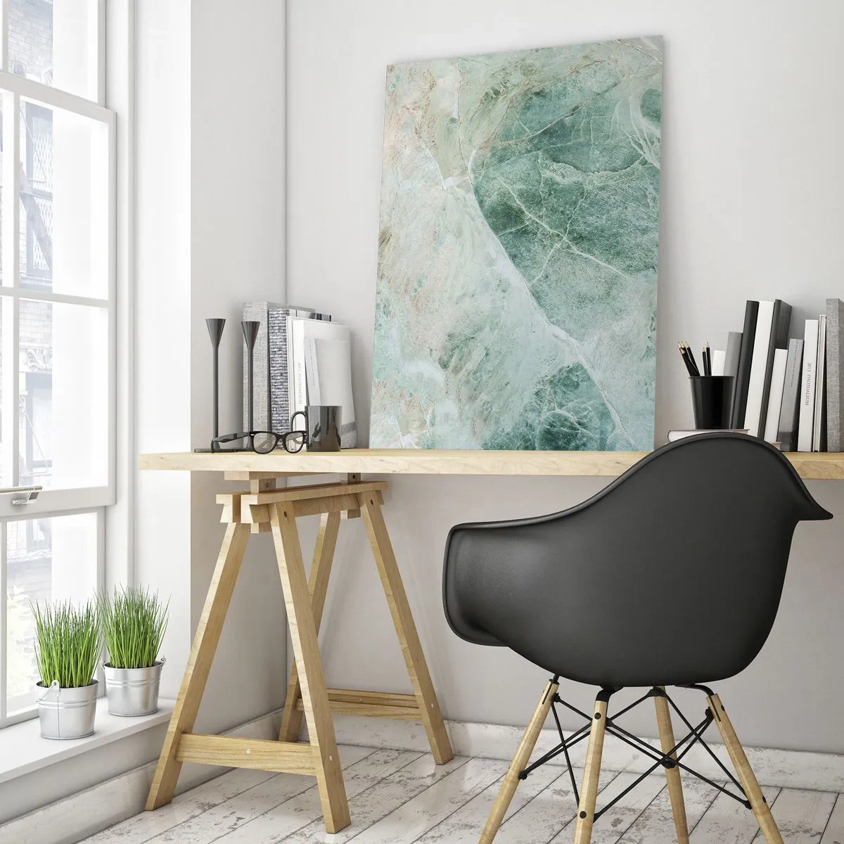 Schilderen op glas - De nobele kou van steen - 50x70 cm