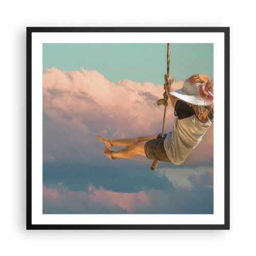 Poster in een zwarte lijst - Plezier in de wolken - 60x60 cm