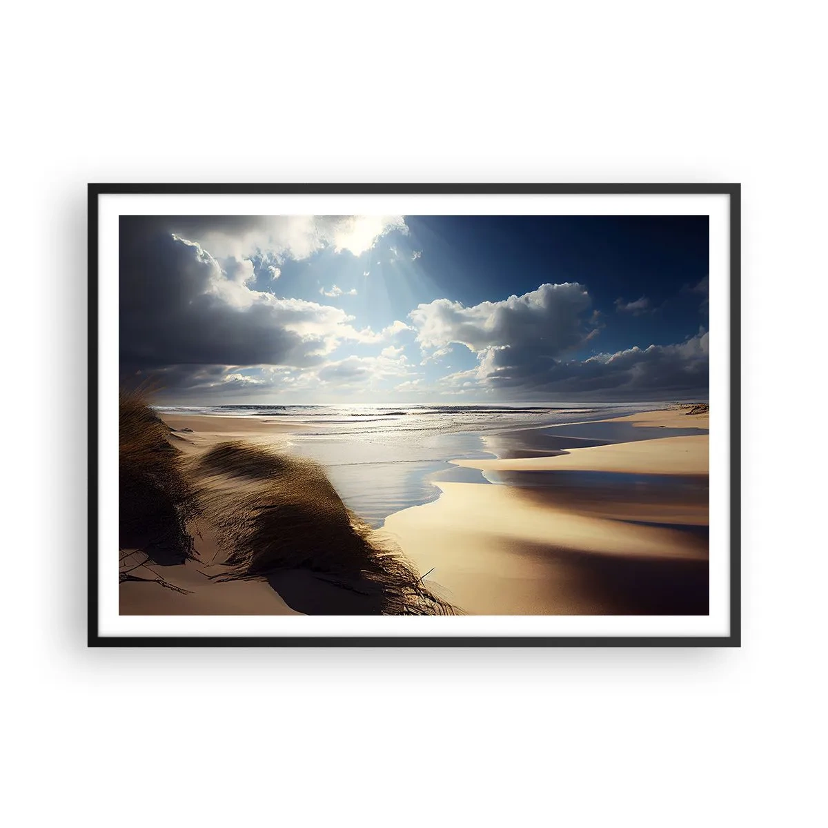 Poster in een zwarte lijst - Strand, wild strand - 100x70 cm