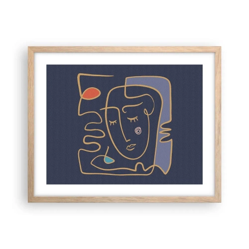 Een poster in een licht eiken lijst - In nadenken - 50x40 cm