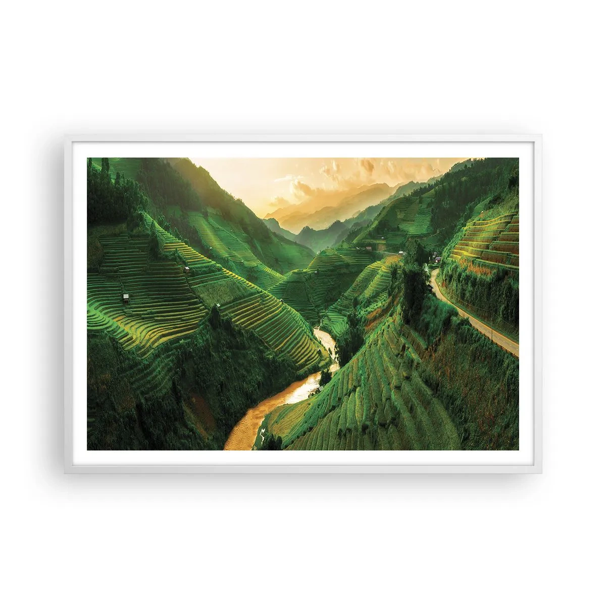 Poster in een witte lijst - Vietnamese vallei - 100x70 cm