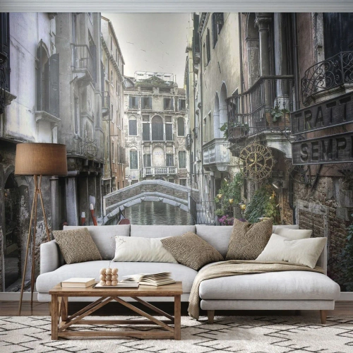 Zelfklevend Fotobehang Deluxe Sticker - Eeuwenlang in stille reflectie - Venetië, Stad, Architectuur - 350x256 cm