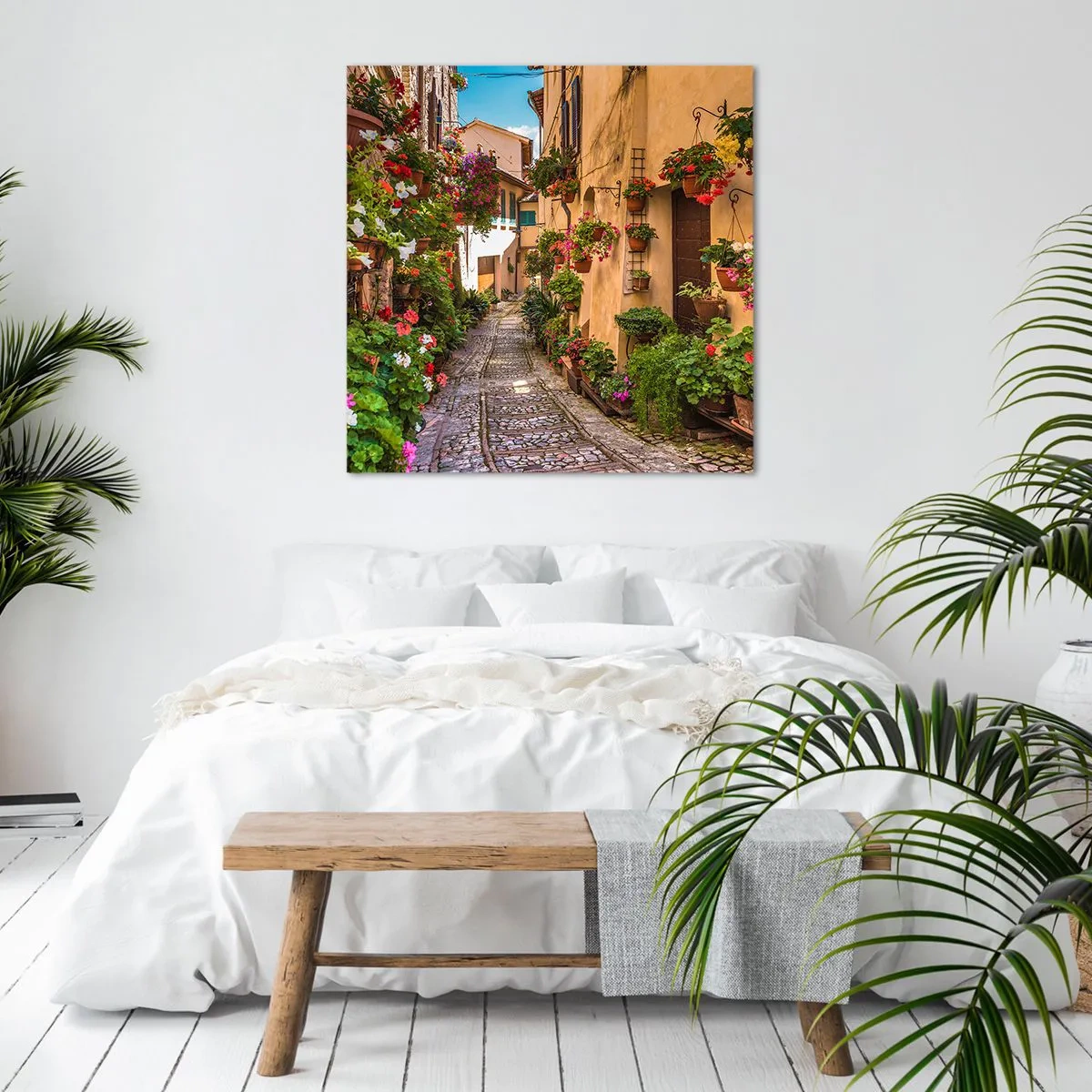 Schilderen op canvas - Italiaans zijstraatje - 30x30 cm