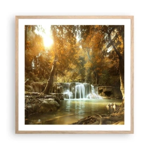 Een poster in een licht eiken lijst - Park cascade - 60x60 cm