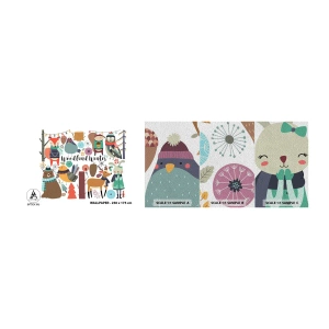 Fotobehang Monster Premium Sand - Sprookjesvakantie in het bos - Voor kinderen, De winter in het bos, Dieren - 100x30 cm