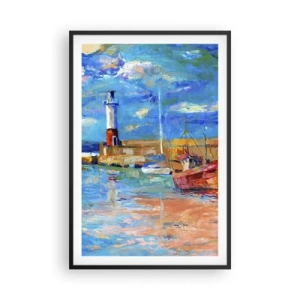 Poster in een zwarte lijst - Een middag in de regenboogbaai - 61x91 cm