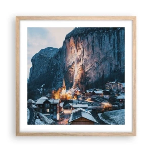 Een poster in een licht eiken lijst - De stralende geest van de winter - 50x50 cm