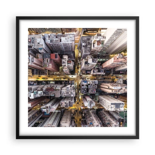 Poster in een zwarte lijst - Groeten uit Hong Kong - 50x50 cm