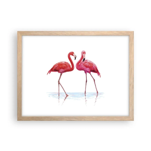 Een poster in een licht eiken lijst - Roze randez-vous - 40x30 cm