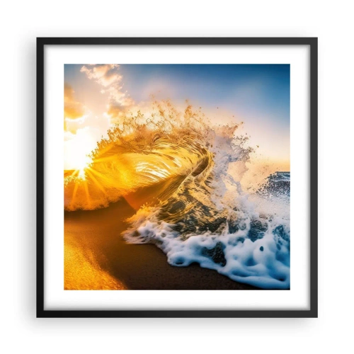 Poster in een zwarte lijst - Plezier in het zand - 50x50 cm