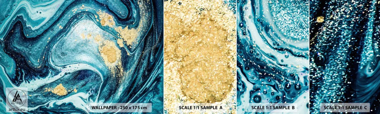 Fotobehang Staaltje Standard Eco - Blauwe draaikolk - Abstractie, Deel, Modern patroon - 100x30 cm