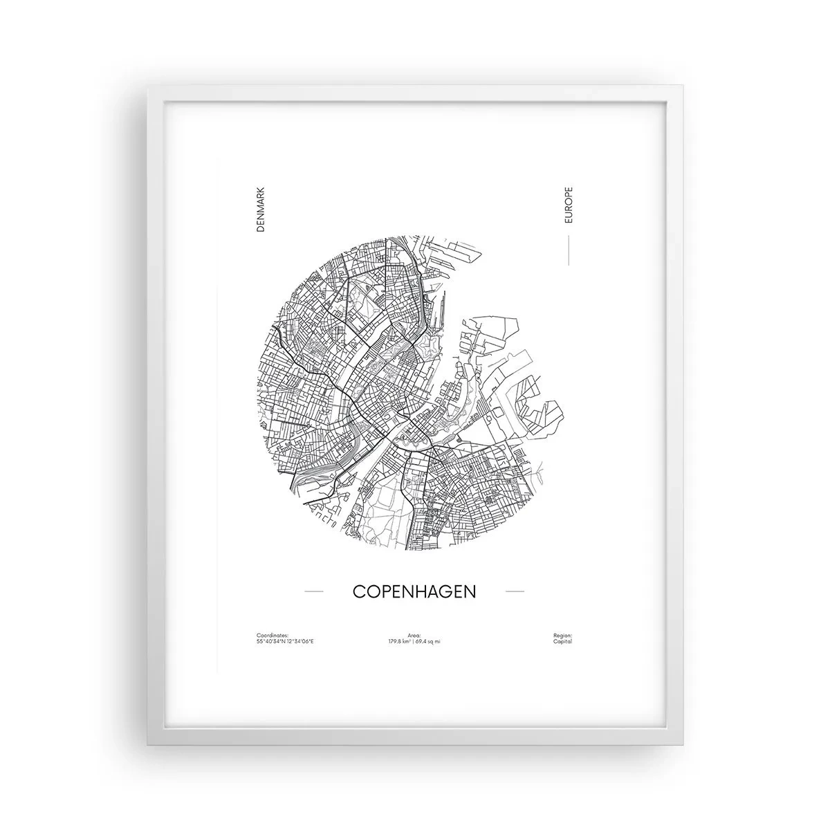 Poster in een witte lijst - Anatomie van Kopenhagen - 40x50 cm