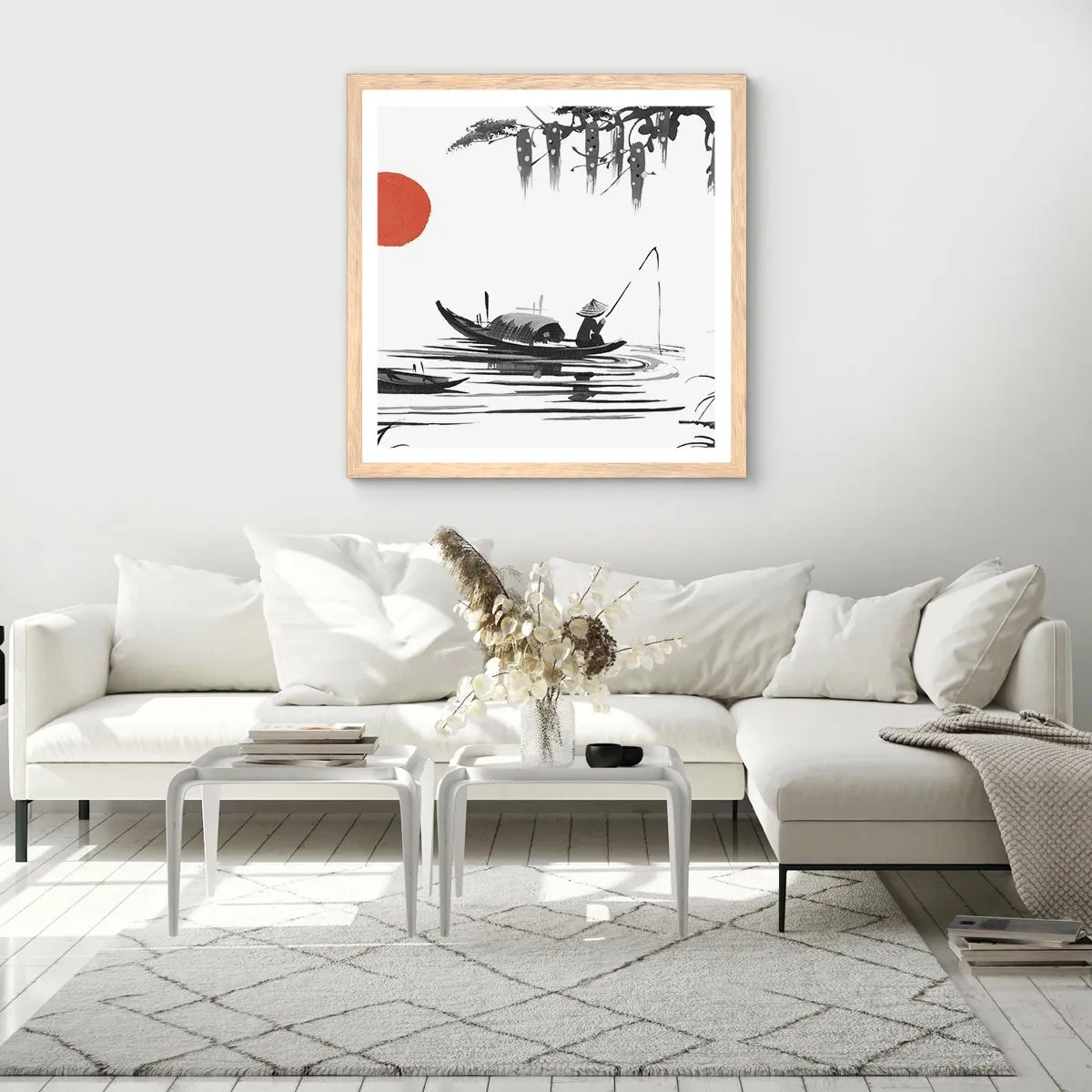 Een poster in een licht eiken lijst - Aziatische middag - 50x50 cm