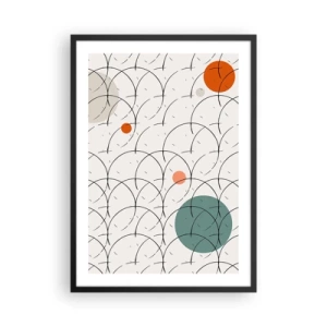 Poster in een zwarte lijst - Moderne geometrische abstractie met kleurrijke accenten - 50x70cm - In de pop-art-sfeer - Moderne wanddecoratie voor woonkamer en slaapkamer ARTTOR