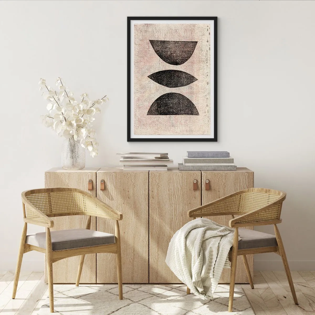 Poster in een zwarte lijst - etnische abstractie - 30x40 cm