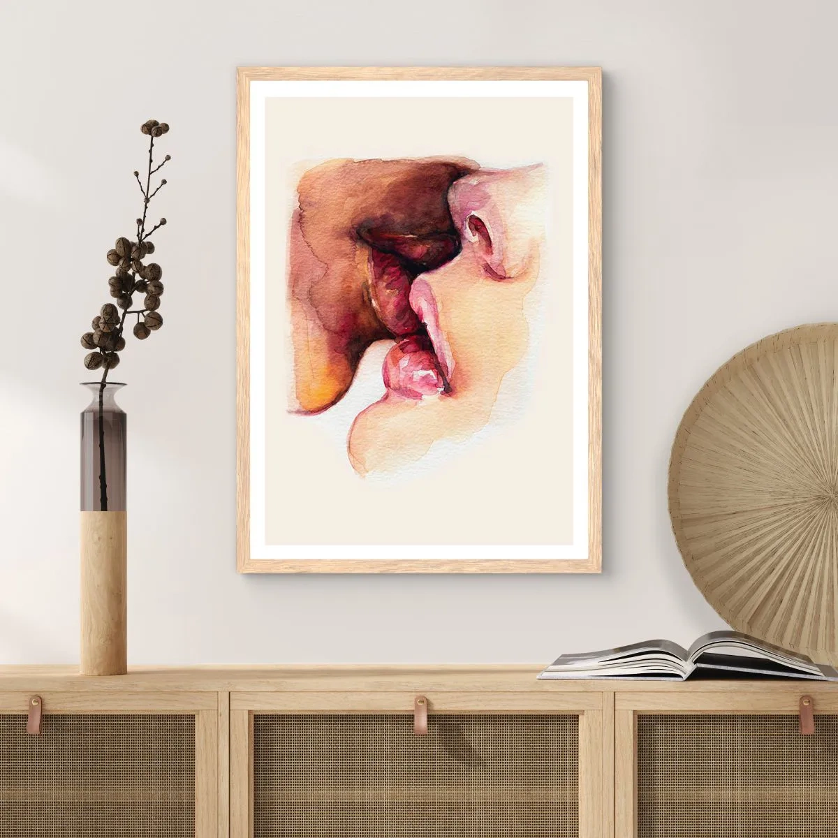 Een poster in een licht eiken lijst - Zoals dag en nacht, aarde en lucht - 70x100 cm